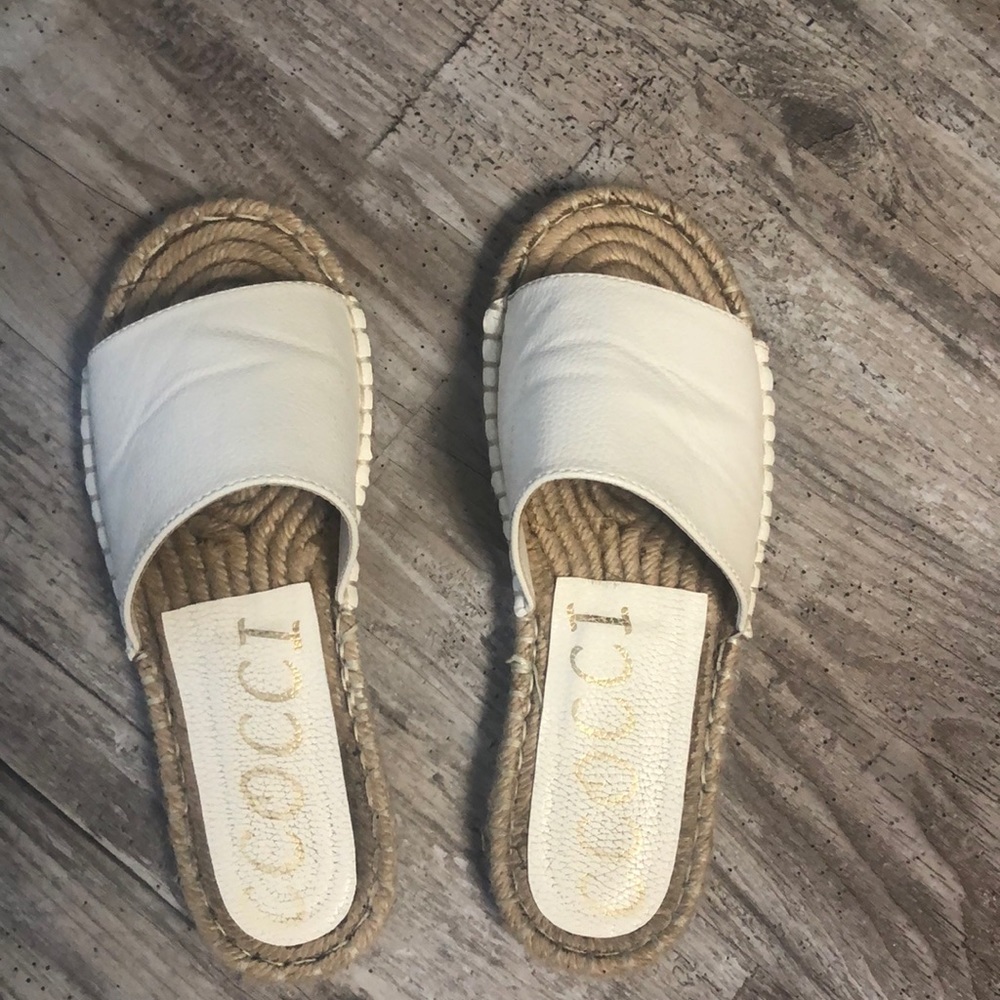White slide sandals
